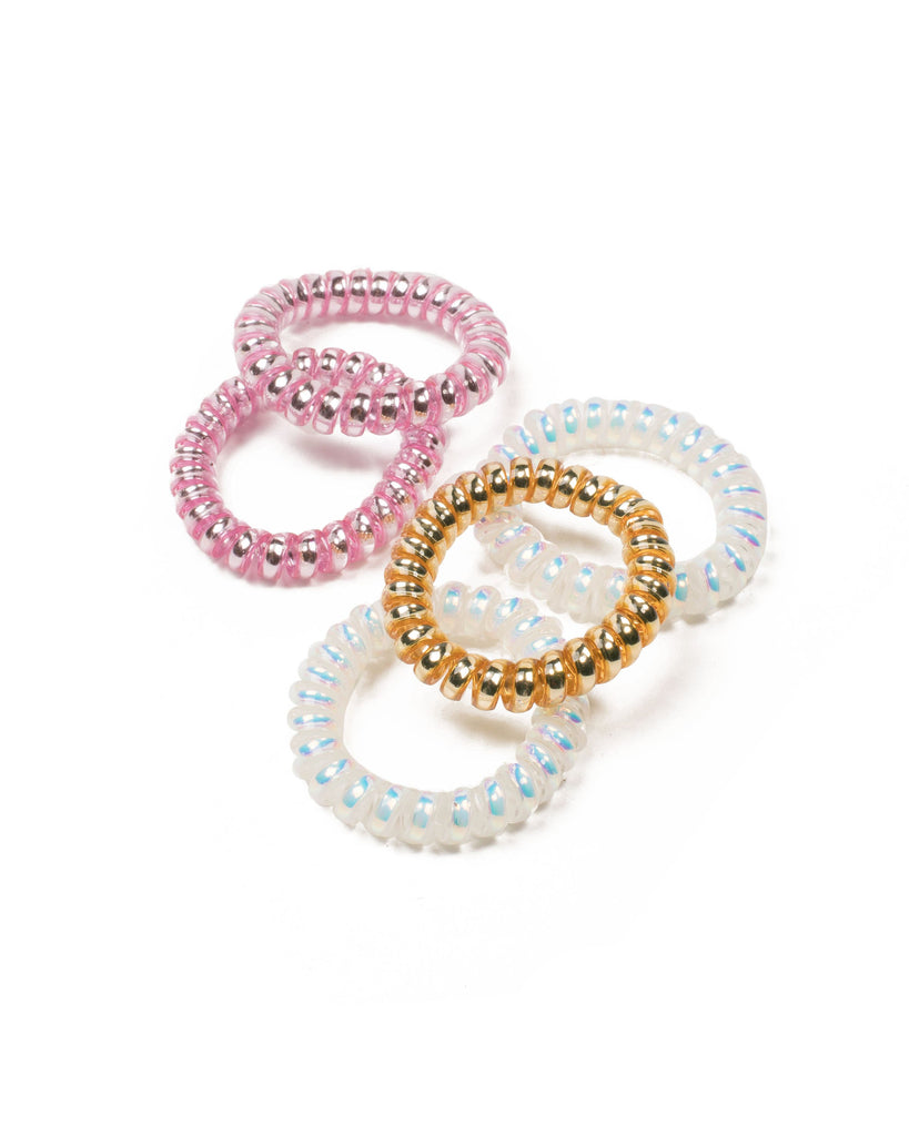 Multi Colour Elastic Hair Spirals Set