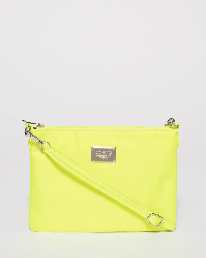 Fluorescent Yellow Plain Peta Crossbody Bag