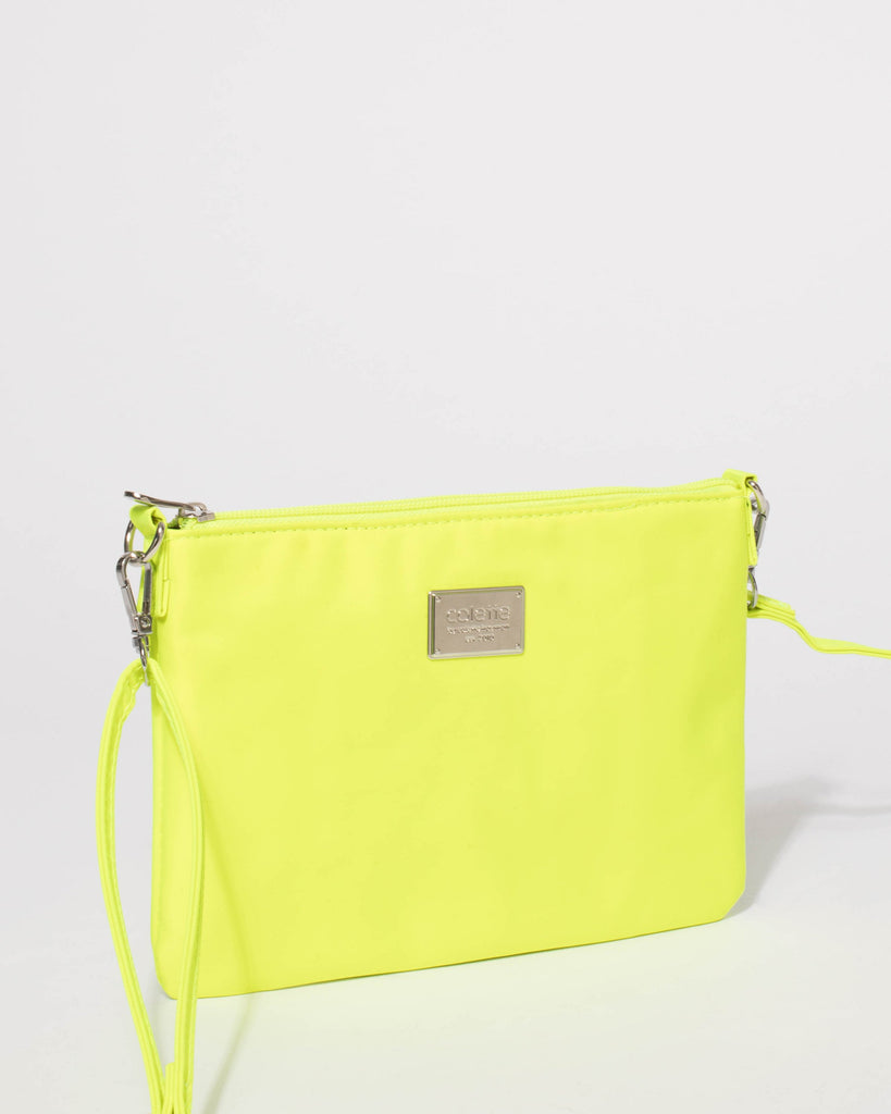 Fluorescent Yellow Plain Peta Crossbody Bag