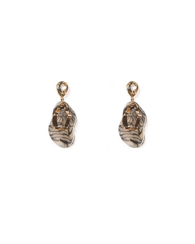 Grey Gold Tone Acrylic Statement Earring