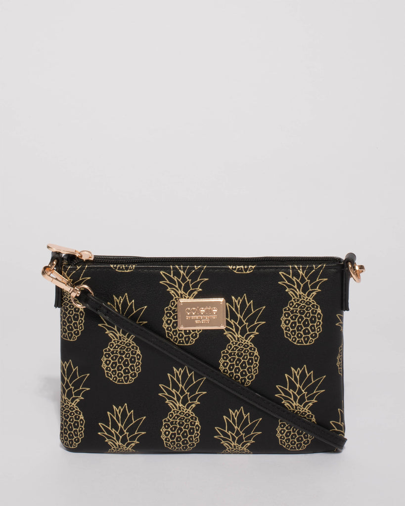 Black Pineapple Plain Peta Crossbody Bag