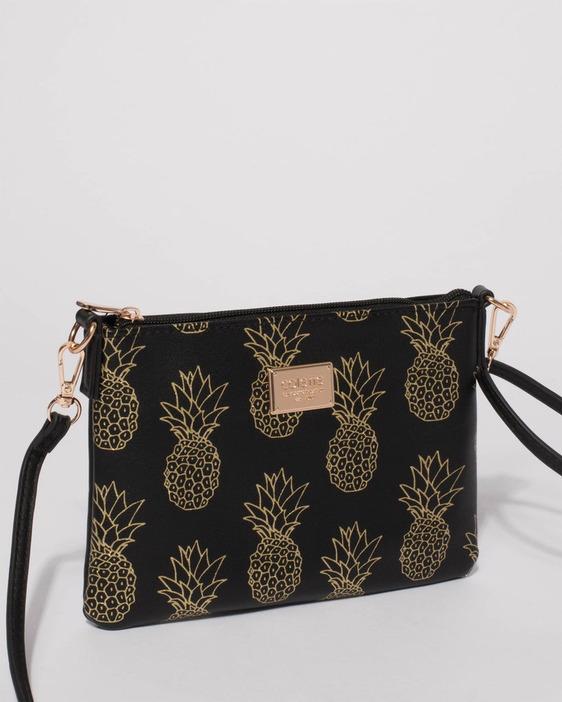 Black Pineapple Plain Peta Crossbody Bag