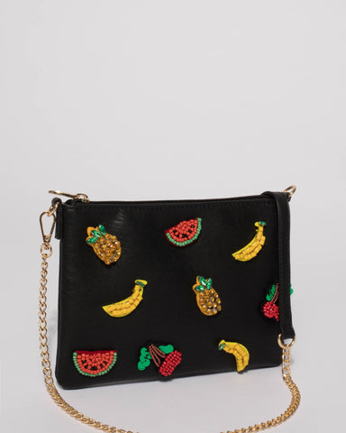 Black Fruit Salad Peta Crossbody Bag