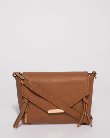 Caramel Zip Lydia Crossbody Bag