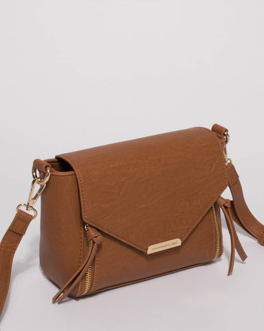 Caramel Zip Lydia Crossbody Bag