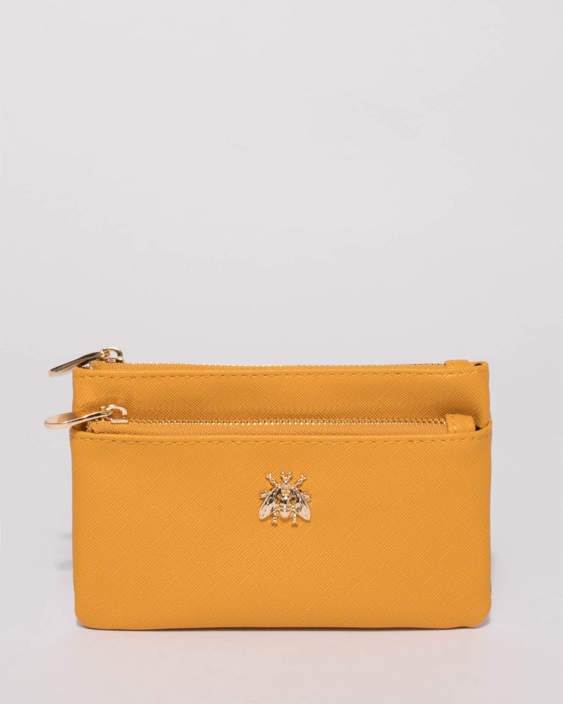 Yellow Erin Bug Purse With Gold Hardware
