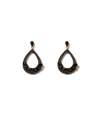 Black Gold Tone Acrylic Teardrop Earrings
