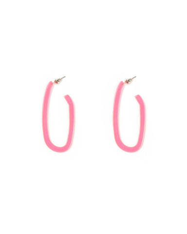 Pink Silver Tone Neon Geometric Hoops