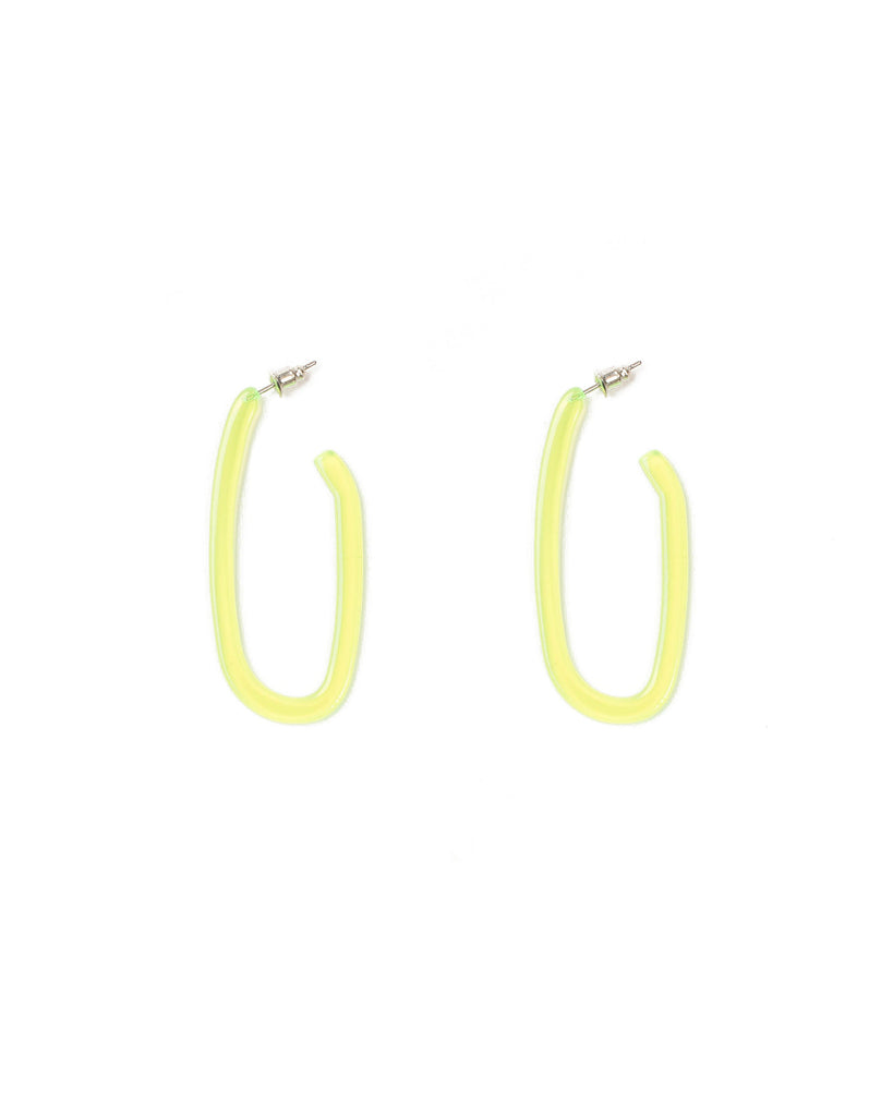 Yellow Silver Tone Neon Geometric Hoops