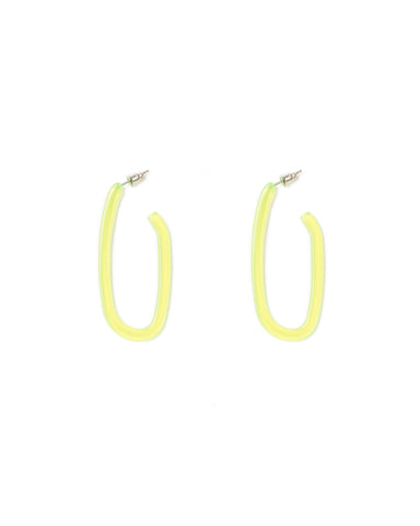 Yellow Silver Tone Neon Geometric Hoops