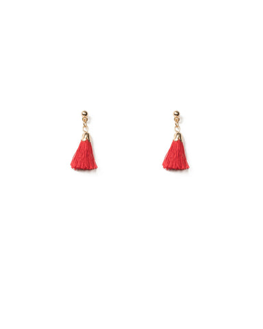 Red Gold Tone Mini Drop Tassel Earrings