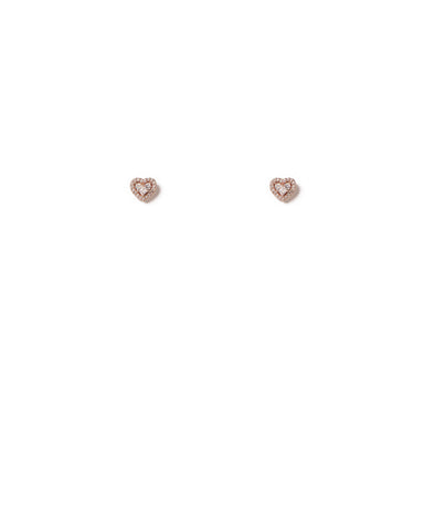 Crystal Rose Gold Tone Pave Heart Stud Earrings