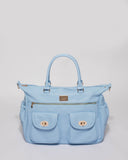 Blue Smooth Baby Travel Bag With Gold Hardware