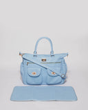 Blue Smooth Baby Travel Bag With Gold Hardware