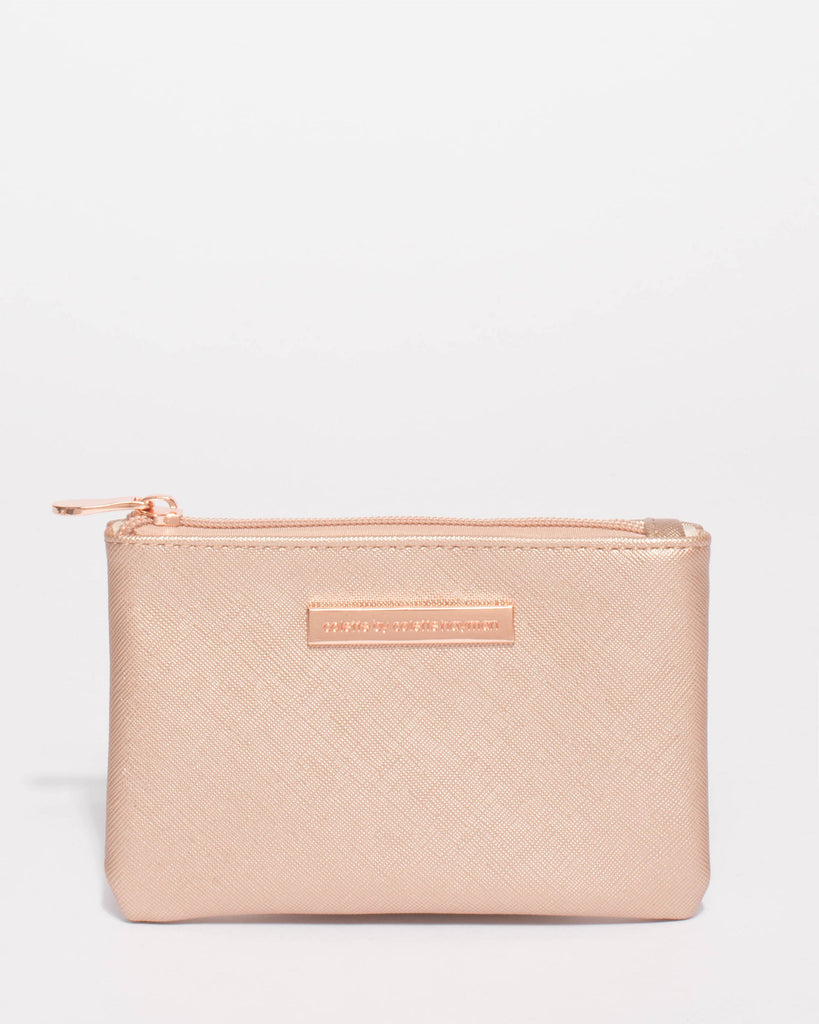 Rose Gold Saffiano Sia Coin Purse