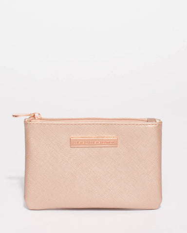 Rose Gold Saffiano Sia Coin Purse