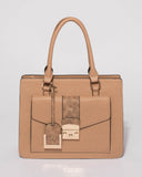 Caramel Nicki Lock Medium Tote Bag
