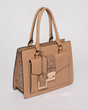 Caramel Nicki Lock Medium Tote Bag
