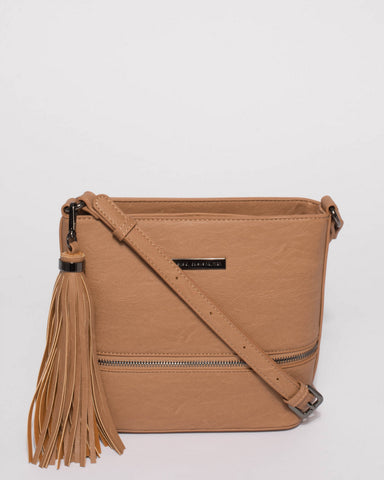 Caramel Pia Tassel Crossbody Bag