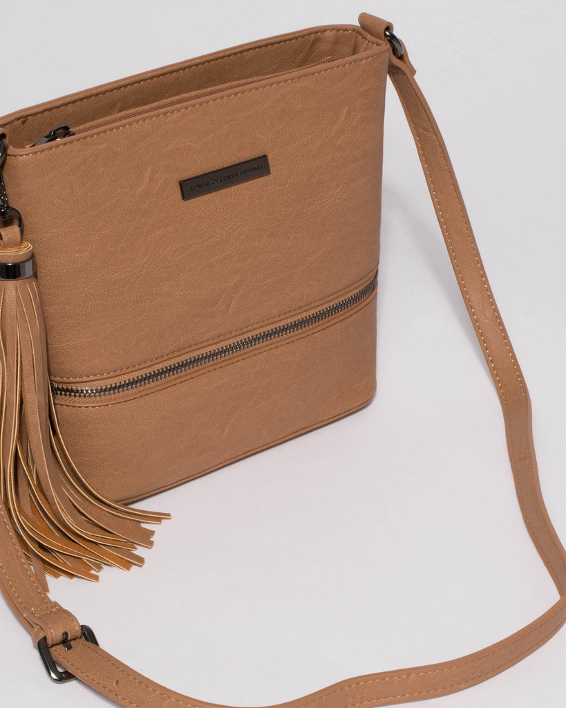 Caramel Pia Tassel Crossbody Bag