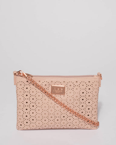 Pink Peta Design Crossbody Bag