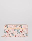 Pink Floral Nina Embossed Plate Zip Around Wallet