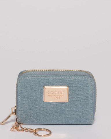 Blue Denim Mini Zip Coin Keyring Purse