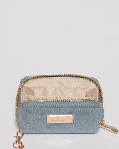 Blue Denim Mini Zip Coin Keyring Purse