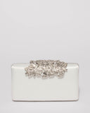 White Cleo Floral Clip Clutch Bag
