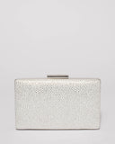 White Diamante Hardcase Clutch Bag With Silver Hardware
