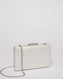 White Diamante Hardcase Clutch Bag With Silver Hardware