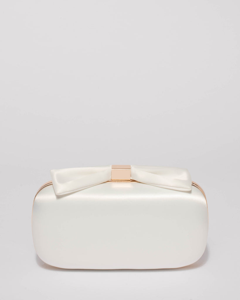 White Bohdi Bow Clutch Bag