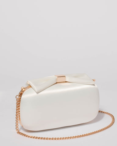 White Bohdi Bow Clutch Bag
