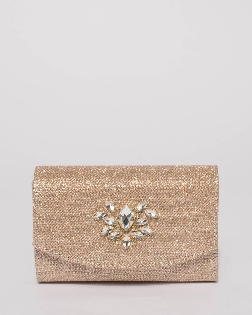 Gold Eloise Jewel Clutch Bag