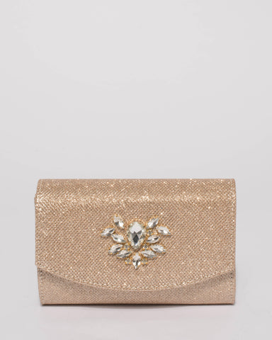 Gold Eloise Jewel Clutch Bag