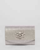 Silver Eloise Jewel Clutch Bag