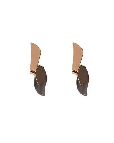 Grey Gold Tone Two Tone Metal And Acrylic Drop Earrings