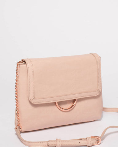 Pink Bruna Crossbody Bag With Rose Gold Hardware