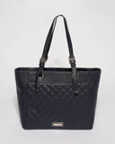 Navy Melanie Quilt Laptop Tote Bag