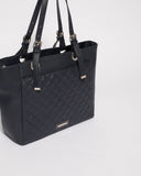 Navy Melanie Quilt Laptop Tote Bag