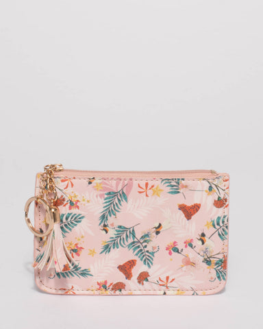 Pink Floral Destiny Key Ring Purse