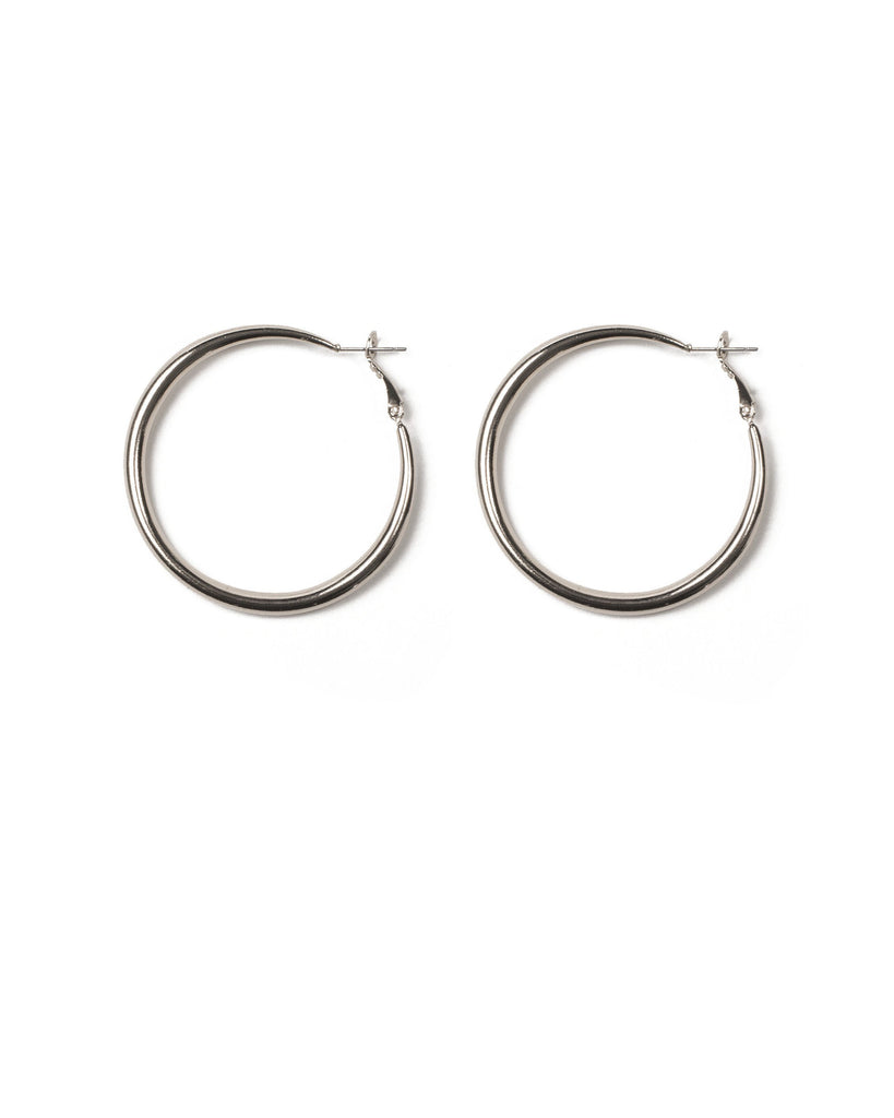 Silver Tone Wide Hoop Earrings