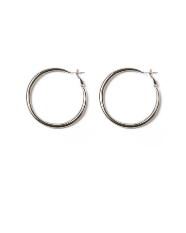 Silver Tone Wide Hoop Earrings