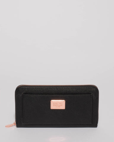 Black Tarryn Wallet With Rose Gold Hardware