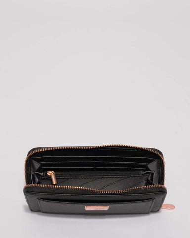 Black Tarryn Wallet With Rose Gold Hardware