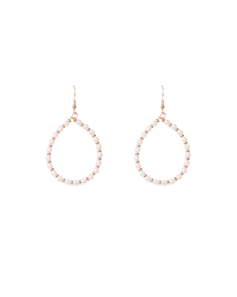Ivory Gold Tone Beaded Teardrop Earrings