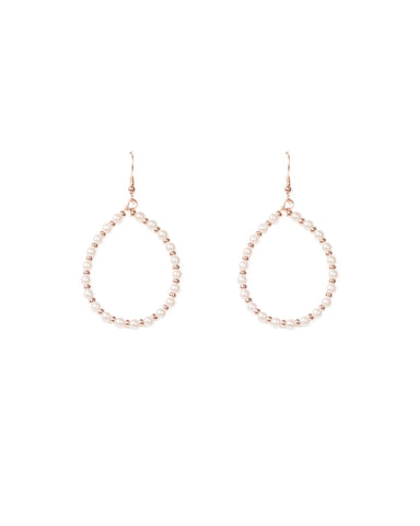 Ivory Gold Tone Beaded Teardrop Earrings