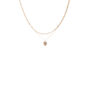Gold Tone Layered Heart Metal Necklace