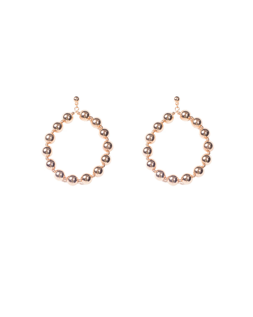 Gold Tone Metal Beaded Hoop Statement Earrings