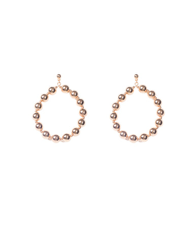 Gold Tone Metal Beaded Hoop Statement Earrings